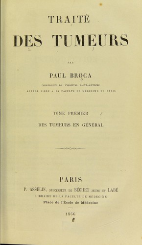 Cover for Traité des tumeurs
