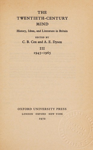 Cover for The twentieth-century mind