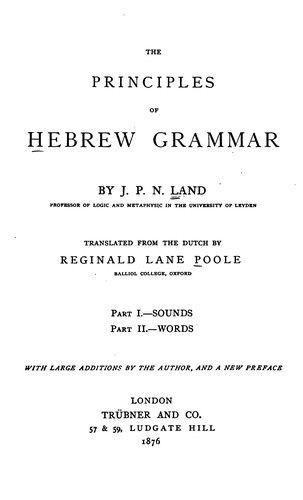 Cover for The Principles of Hebrew Grammar