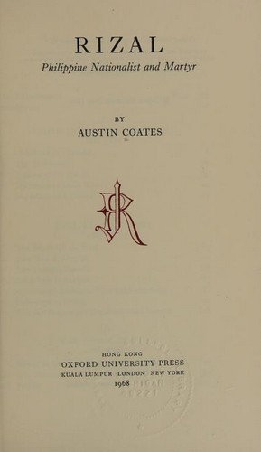 Cover for Rizal, Philippine nationalist and martyr.