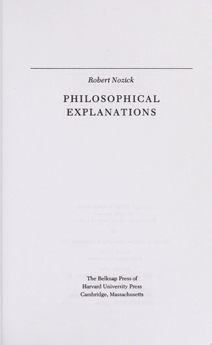 Cover for Philosophical explanations