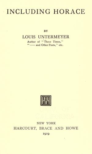 Cover for Including Horace