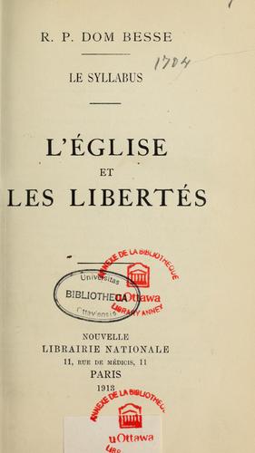 Cover for L'Eglise et les libertés