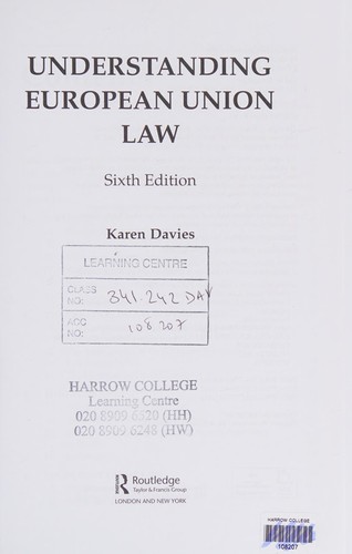 Cover for Understanding European Union Law