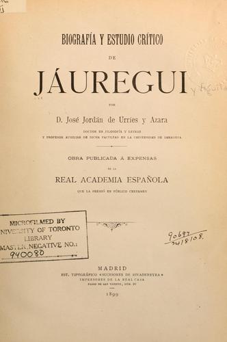 Cover for Biografía y estudio crítico de Jauregui