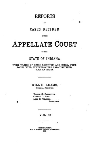 Cover for Reports of Cases Decided in the Appellate Court of the State of Indiana