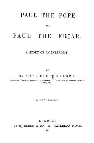 Cover for Paul the Pope and Paul the friar