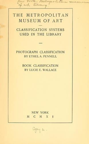 Cover for Classification systems used in the Library.