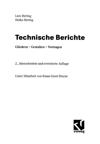 Cover for Technische Berichte