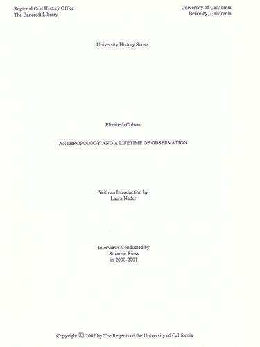 Cover for Anthropology and a lifetime of observation