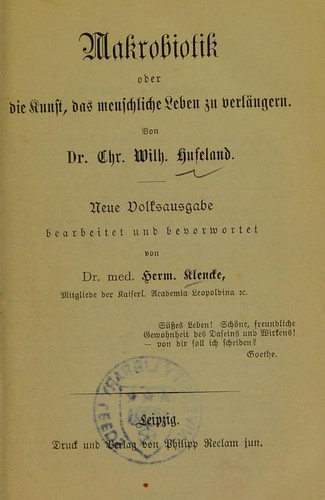 Cover for Makrobiotik oder die Kunst, das menschliche Leben zu verlängen