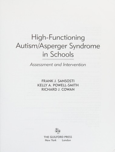 Cover for High-functioning autism/Asperger syndrome in schools