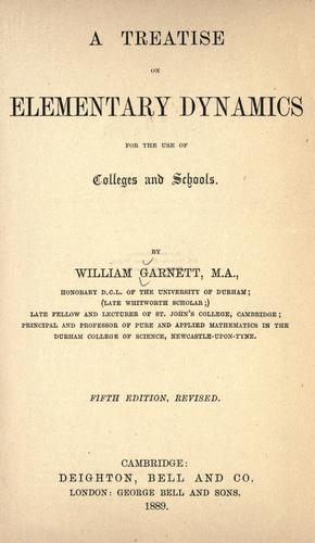 Cover for Treatise on elementary dynamics for the use of colleges and schools