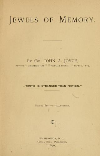 Cover for Jewels of memory.