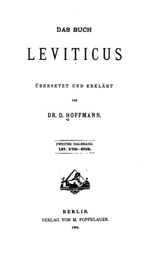 Cover for Das Buch leviticus