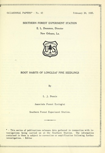 Cover for Root habits of longleaf pine seedlings