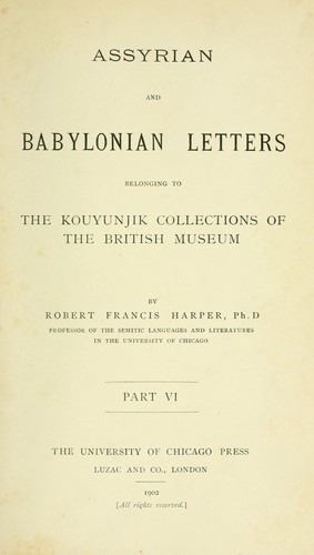 Cover for Assyrian and Babylonian letters belonging to the Kouyunjik collections of the British museum