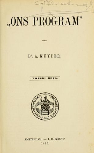 Cover for "Ons program"
