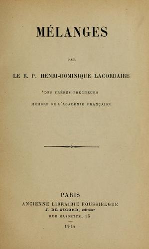 Cover for Mélanges