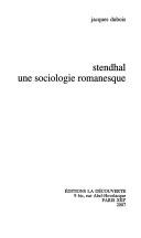 Cover for Stendhal, une sociologie romanesque
