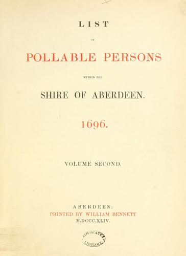 Cover for List of pollable persons within the shire of Aberdeen. 1696