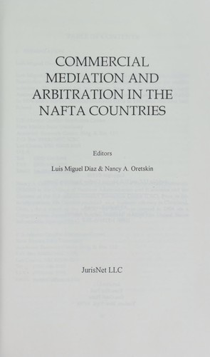 Cover for Commercial mediation and arbitration in the NAFTA countries