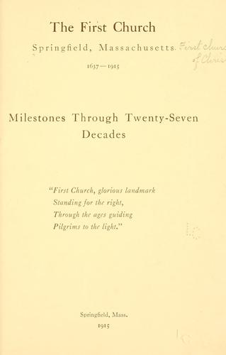 Cover for The First church, Springfield, 1637-1915