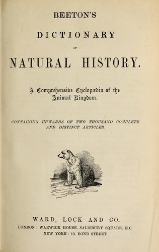 Cover for Beeton's Dictionary of natural history