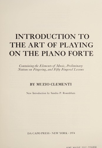 Cover for Introduction to the art of playing on the piano forte