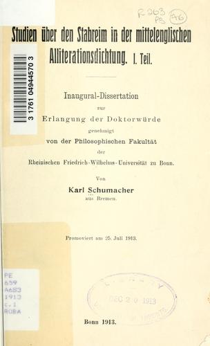 Cover for Studien über den Stabreim in der mittelenglischen Alliterationsdichtung