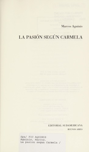 Cover for La pasión según Carmela