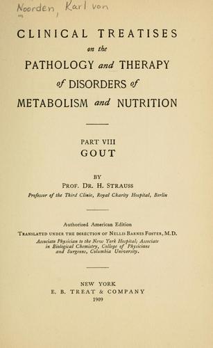 Cover for Clinical treatises on the pathology and therapy of disorders of metabolism and nutrition