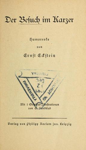 Cover for Der Besuch im Karzer