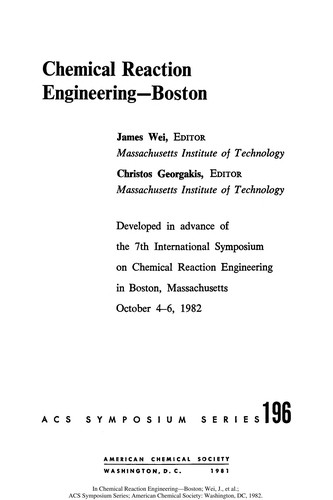 Cover for Chemical reaction engineering, Boston