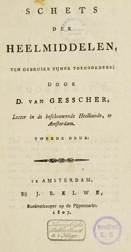 Cover for Schets der heelmiddelen