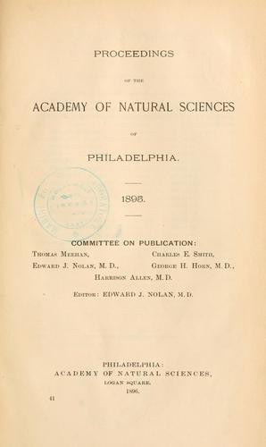 Cover for Proceedings of the Academy of Natural Sciences of Philadelphia, Volume 47
