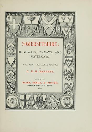 Cover for Somersetshire: highways, byways, and waterways.