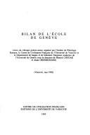 Cover for Bilan de l'Ecole de Geneve