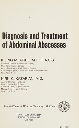 Cover for Diagnosis and treatment of abdominal abscesses