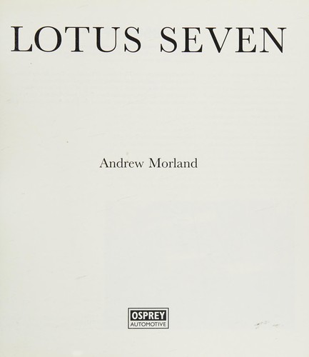 Cover for Lotus Seven