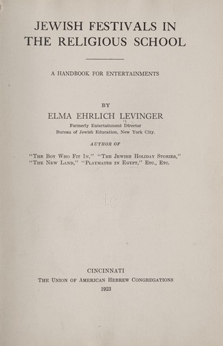 Cover for Jewish festivals in the religious school