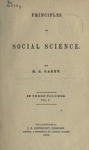 Cover for Principles of social science.