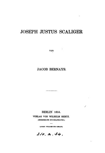 Cover for Joseph Justus Scaliger
