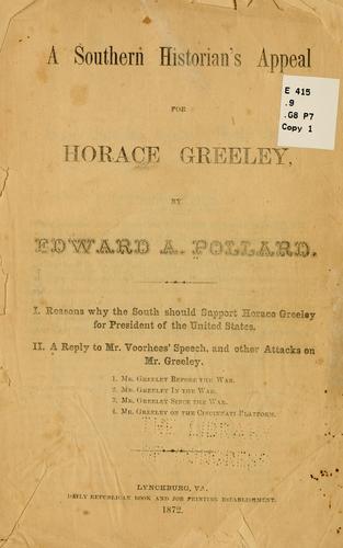 Cover for A southern historian's appeal for Horace Greeley