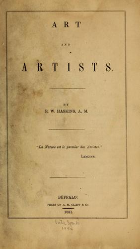 Cover for Art and artists