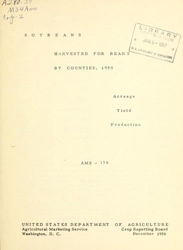 Cover for Soybeans harvested for beans by counties, 1955