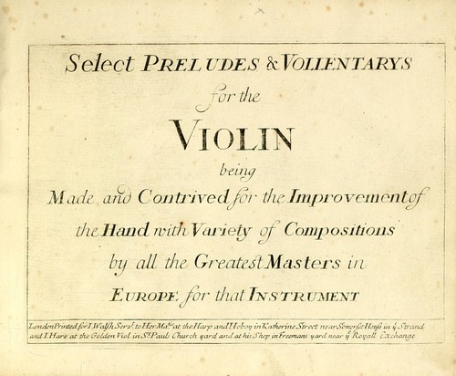 Cover for Select preludes or volentarys for ye violin
