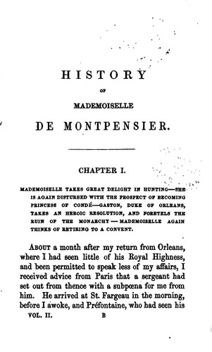 Cover for Memoirs of Mademoiselle de Montpensier