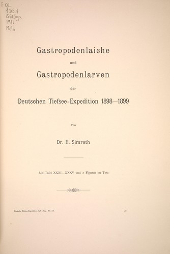 Cover for Gastropodenlaiche und Gastropodenlarven der Deutschen Tiefsee-Expedition 1898-1899
