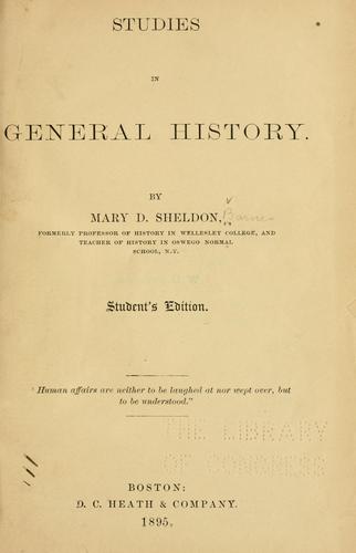 Cover for Studies in general history.